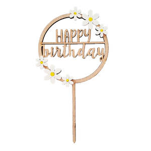 Floral: Daisy Happy Birthday Cake Topper