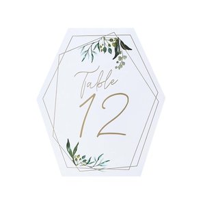 Wedding: Geometric Greenery Table Numbers 12pk