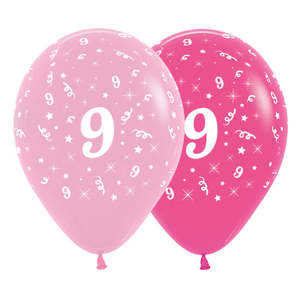 Pink 9th Birthday Balloons 6pk