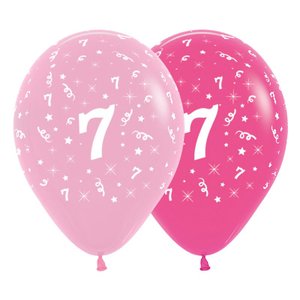 Pink: Pink 7th Birthday Balloons 6pk