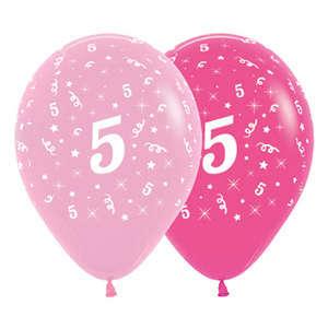 Pink 5th Birthday Balloons 6pk