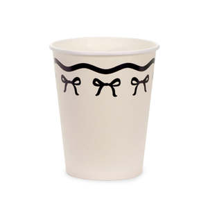 Cream & Black Bow Cups 6pk