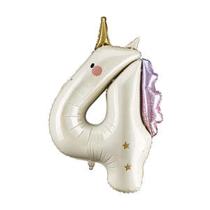 Unicorn: Unicorn Giant Foil Number Balloon - 4