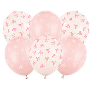 Pink Bow Balloons 6pk