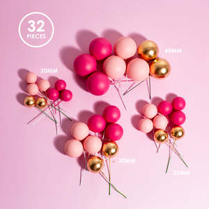 Pink: Pretty In Pink Cake Ball Toppers 32pk