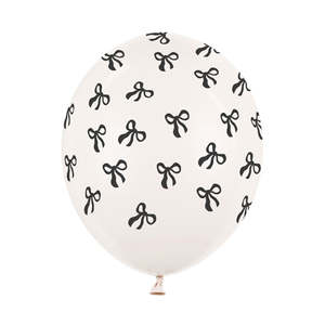 Black & Off-White Bow Balloons 6pk