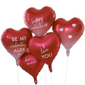 Balloons: Customisable Heart Valentines Balloons 5pk