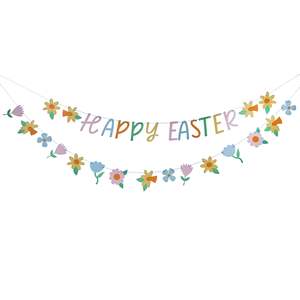 Garlands: Floral Happy Easter Banner