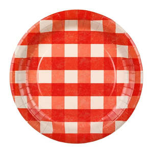 Party Supplies: Red Gingham Jumbo Plates 6pk