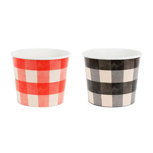 Party Supplies: Red & Black Gingham Snack Buckets 2pk