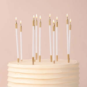 White & Gold Double Dipped Candles 12pk