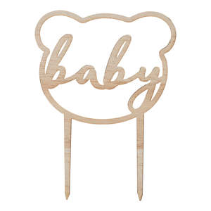 Teddy Bear Wooden Baby Shower Cake Topper