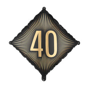 Foil Balloons: Black & Gold 40 Foil Balloon