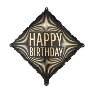 Black & Gold Happy Birthday Foil Balloon