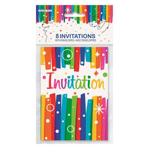 Rainbow Ribbon Invitations 8pk