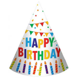 Party Supplies: Happy Birthday Party Hats 8pk