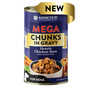 Addiction MEGA Hearty Chicken Stew with Carrots & Peas Chunks in Gravy Wet Dog Food 700g