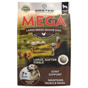 Food Kibble: Addiction MEGA Chicken Large Breed Senior, Complete & Balanced Dry Dog Food 15kg