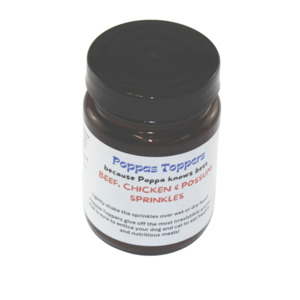 Food Kibble: Poppas Toppers Beef, Chicken & Possum Sprinkles For Dogs & Cats - 50g