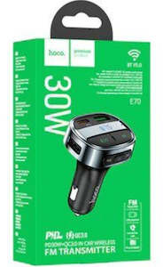 Car Phone Holder: Hoco E70 PD30W + QC3.0 Car Charger with Wireless FM Transmitter