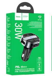 Car Phone Holder: Hoco. E70 PD30W+QC3.0 Car Wireless FM Transmitter, Brand New
