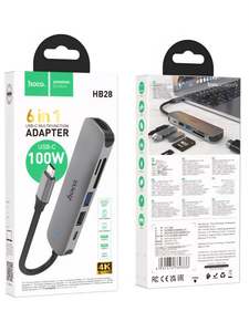 Vipfan Power Adapter: Hoco. HB28 6 in 1 USB-C 100W Multi-Function Adapter, Brand New