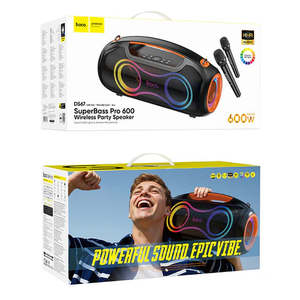 HOCO 600W Bluetooth Party Speaker with 2 Wireless Microphones, RGB Light, 6000mA&hellip;