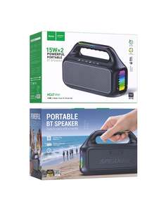 Hoco 30W Powerful Bluetooth Speaker With LED RGB Light, Black