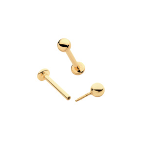Labret: 14Kt Yellow Gold Internally Threaded Labret