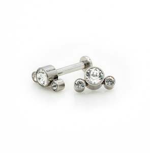 Body Jewellery: Titanium Internally Threaded 3-Swarovski Crystal Cluster Top - Clear