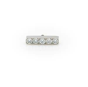 Body Jewellery: Titanium Internally Threaded with Prong Set 5 Clear Swarovski Crystal Bar Top