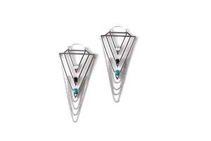 Henson Black Fashion Collection: Tiered Chains with 3 Gems Hoops