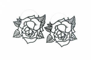 Henson Black Fashion Collection: Tattoo Rose Hoops