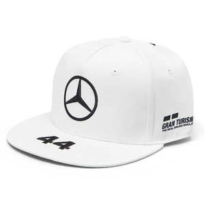 Euro: Mercedes Amg Petronas Replica Adults Lewis Hamilton Flat Peak Cap White