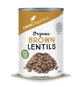 Organic Beans Legumes: Ceres Organics Lentils Brown 400g