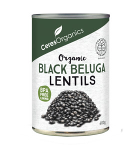 Organic Beans Legumes: Ceres Organics Black Beluga Lentils 400g
