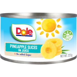 Canned Goods: Dole Pineapple Slices In Juice No Added Sugar 227gm