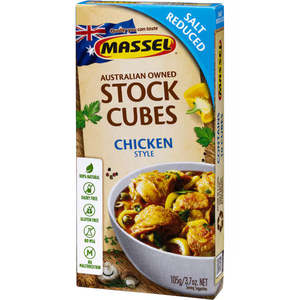Stock Broth: Massel Chicken Stock Cube Reduced Salt 105gm