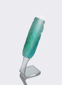Mike Cameron: Cast Glass Koauau - teal green on a perspex stand