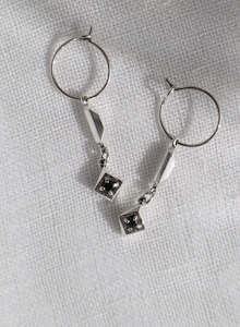 Holly Howe: Pillar Hoops - Sterling Silver & Black Spinel