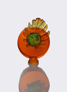 Lou Mathieson: Small Botanical Sculpture - Orange with Monstera Flower