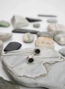 Pounamu Eaarings: Caim Long Hook Earring - Pounamu