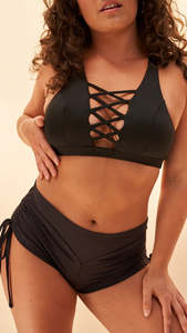 Low Waist Drawstring Shorts - Scrunch Booty Shorts Recycled