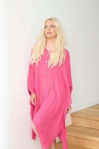 Kaftnd Clothing: Button Up Cover Up PINK