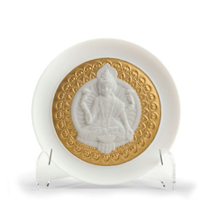 Goddess Lakshmi Decorative Plate. Golden Lustre