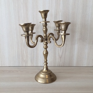 5 Cup Metal Candelabra Short – Gold