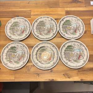 Vintage Treasure: Set of Six Vintage Cake Plates - Kensington Ironstone - Shakespeare's Sonnets