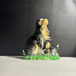 Vintage Cocker Spaniel with a Puppy Figurine