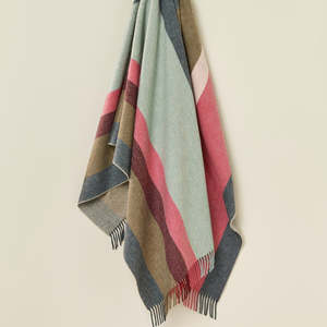 Living: Exquisite Wool Traders | 100% NZ Merino - Block Stripe Pink & Green