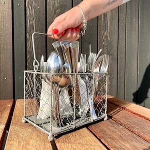 Kitchen Dining: Vintage Wire Cutlery & Napkin Holder